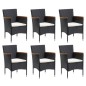 vidaXL Set de comedor de jardín 7 pzas y cojines ratán sintético negro vidaXL Set de comedor de jardín 7 pzas y cojines ratán sintético negro