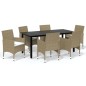 vidaXL Set comedor de jardín 7 pzas con cojines ratán sintético beige vidaXL Set comedor de jardín 7 pzas con cojines ratán sintético beige