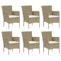 vidaXL Set comedor de jardín 7 pzas con cojines ratán sintético beige vidaXL Set comedor de jardín 7 pzas con cojines ratán sintético beige