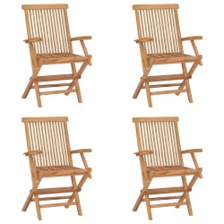 vidaXL Sillas de jardín plegables 4 unidades madera maciza de teca