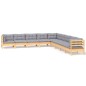 vidaXL Juego de muebles de jardín 9 pzas y cojines madera maciza pino vidaXL Juego de muebles de jardín 9 pzas y cojines madera maciza pino