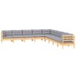 vidaXL Juego de muebles de jardín 9 pzas y cojines madera maciza pino vidaXL Juego de muebles de jardín 9 pzas y cojines madera maciza pino
