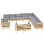 vidaXL Juego de muebles de jardín 13 pzas y cojines madera maciza pino vidaXL Juego de muebles de jardín 13 pzas y cojines madera maciza pino