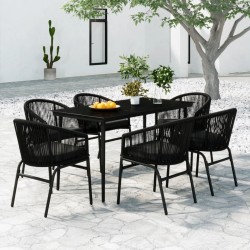 vidaXL Juego de comedor para jardín 7 piezas negro