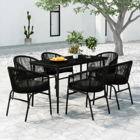 vidaXL Juego de comedor para jardín 7 piezas negro