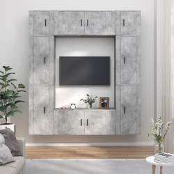 vidaXL Set de muebles de TV 8 pzas madera contrachapada gris hormigón