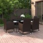 vidaXL Set comedor de jardín 7 pzas y cojines ratán sintético y vidrio vidaXL Set comedor de jardín 7 pzas y cojines ratán sintético y vidrio