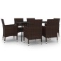 vidaXL Set comedor de jardín 7 pzas y cojines ratán sintético y vidrio vidaXL Set comedor de jardín 7 pzas y cojines ratán sintético y vidrio