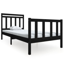 vidaXL Estructura de cama individual de madera maciza negro 90x190 cm