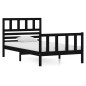 vidaXL Estructura de cama individual de madera maciza negro 90x190 cm