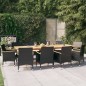 vidaXL Juego de comedor de jardín 11 piezas con cojines negro vidaXL Juego de comedor de jardín 11 piezas con cojines negro