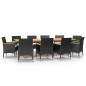 vidaXL Juego de comedor de jardín 11 piezas con cojines negro vidaXL Juego de comedor de jardín 11 piezas con cojines negro