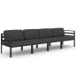 vidaXL Set muebles de jardín 4 pzas y cojines aluminio gris antracita vidaXL Set muebles de jardín 4 pzas y cojines aluminio gris antracita