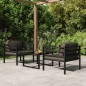 vidaXL Set muebles de jardín 3 pzas y cojines aluminio gris antracita