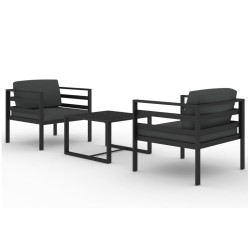 vidaXL Set muebles de jardín 3 pzas y cojines aluminio gris antracita