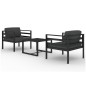 vidaXL Set muebles de jardín 3 pzas y cojines aluminio gris antracita