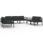 vidaXL Set muebles de jardín 7 pzas y cojines aluminio gris antracita vidaXL Set muebles de jardín 7 pzas y cojines aluminio gris antracita