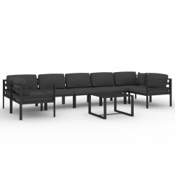 vidaXL Set muebles de jardín 8 pzas y cojines aluminio gris antracita