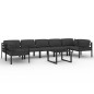vidaXL Set muebles de jardín 8 pzas y cojines aluminio gris antracita vidaXL Set muebles de jardín 8 pzas y cojines aluminio gris antracita