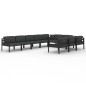 vidaXL Set muebles de jardín 10 pzas y cojines aluminio gris antracita vidaXL Set muebles de jardín 10 pzas y cojines aluminio gris antracita