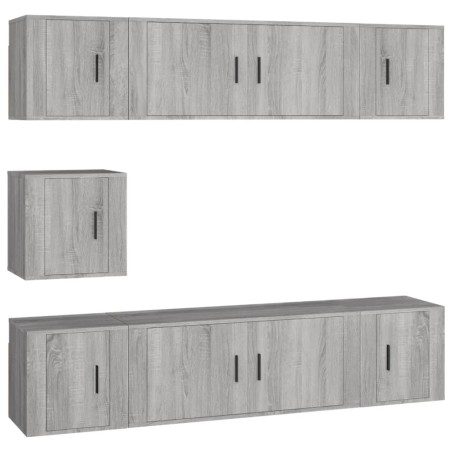 vidaXL Set de muebles para TV 7 pzas madera contrachapada gris Sonoma