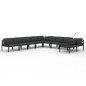 vidaXL Set muebles de jardín 10 pzas y cojines aluminio gris antracita vidaXL Set muebles de jardín 10 pzas y cojines aluminio gris antracita
