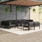 vidaXL Set muebles de jardín 10 pzas y cojines aluminio gris antracita vidaXL Set muebles de jardín 10 pzas y cojines aluminio gris antracita