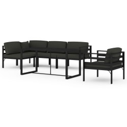 vidaXL Set muebles de jardín 6 pzas y cojines aluminio gris antracita