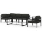 vidaXL Set muebles de jardín 6 pzas y cojines aluminio gris antracita vidaXL Set muebles de jardín 6 pzas y cojines aluminio gris antracita