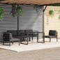 vidaXL Set muebles de jardín 6 pzas y cojines aluminio gris antracita vidaXL Set muebles de jardín 6 pzas y cojines aluminio gris antracita