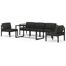 vidaXL Set muebles de jardín 6 pzas y cojines aluminio gris antracita