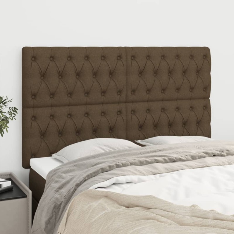 vidaXL Cabeceros 4 unidades tela marrón oscuro 72x7x78/88 cm vidaXL Cabeceros 4 unidades tela marrón oscuro 72x7x78/88 cm