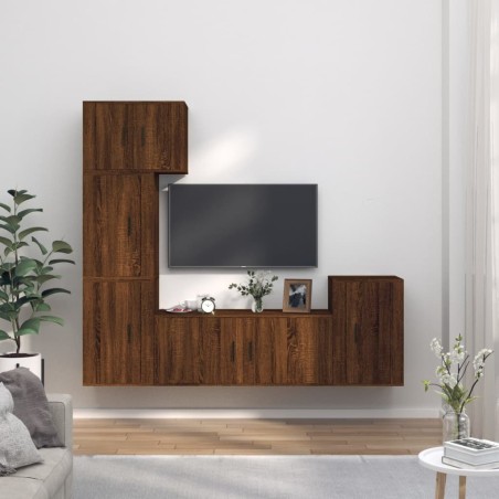 vidaXL Set de muebles para TV 5 pzas madera contrachapada roble marrón