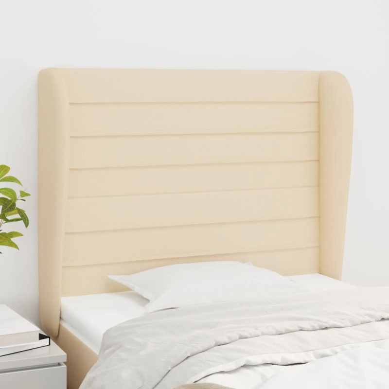 vidaXL Cabecero con orejas de tela color crema 103x23x118/128 cm vidaXL Cabecero con orejas de tela color crema 103x23x118/128 cm