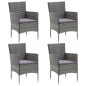 vidaXL Juego muebles jardín 5 pzas con cojines ratán sintético gris vidaXL Juego muebles jardín 5 pzas con cojines ratán sintético gris
