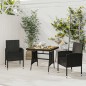vidaXL Juego de comedor de jardín 3 pzas ratán sintético negro