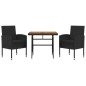 vidaXL Juego de comedor de jardín 3 pzas ratán sintético negro