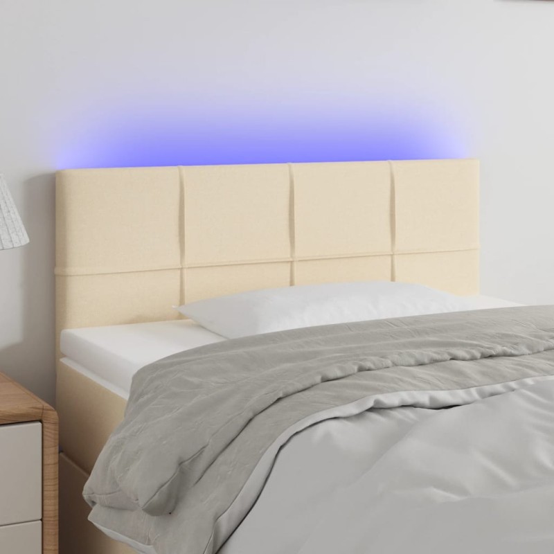 vidaXL Cabecero con LED de tela color crema 100x5x78/88 cm vidaXL Cabecero con LED de tela color crema 100x5x78/88 cm
