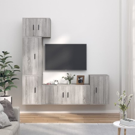 vidaXL Set de muebles para TV 5 pzas madera contrachapada gris Sonoma