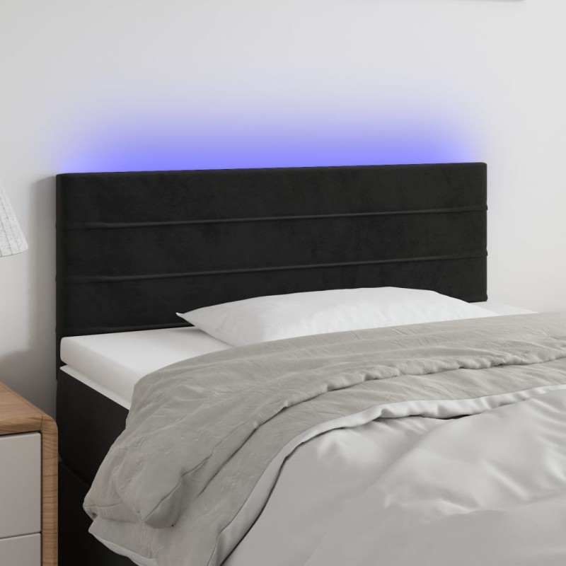 vidaXL Cabecero con LED de terciopelo negro 100x5x78/88 cm vidaXL Cabecero con LED de terciopelo negro 100x5x78/88 cm