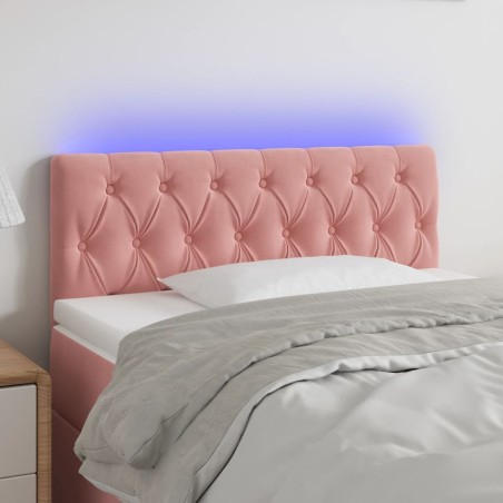 vidaXL Cabecero con LED de terciopelo rosa 100x7x78/88 cm