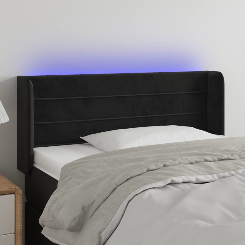 vidaXL Cabecero con LED de terciopelo negro 103x16x78/88 cm vidaXL Cabecero con LED de terciopelo negro 103x16x78/88 cm