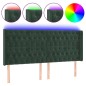 vidaXL Cabecero con LED de terciopelo verde oscuro 203x16x118/128 cm vidaXL Cabecero con LED de terciopelo verde oscuro 203x16x118/128 cm