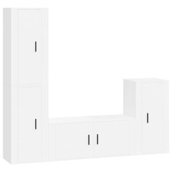 vidaXL Set de muebles para TV 4 piezas madera contrachapada blanco