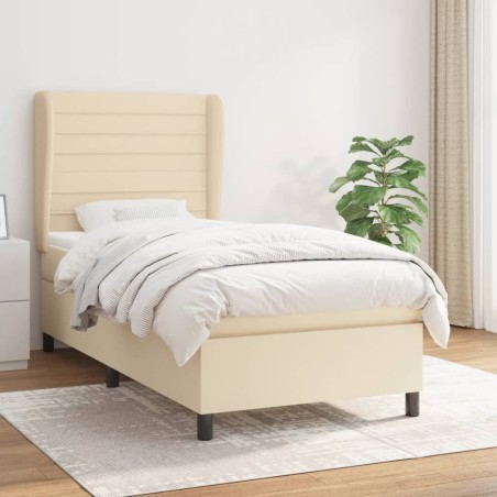 vidaXL Cama box spring con colchón tela color crema 100x200 cm