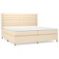 vidaXL Cama box spring con colchón tela color crema 200x200 cm vidaXL Cama box spring con colchón tela color crema 200x200 cm