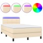 vidaXL Cama box spring con colchón y LED tela crema 120x200 cm vidaXL Cama box spring con colchón y LED tela crema 120x200 cm