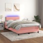 vidaXL Cama box spring colchón y LED terciopelo rosa 120x200 cm vidaXL Cama box spring colchón y LED terciopelo rosa 120x200 cm