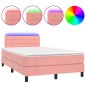 vidaXL Cama box spring colchón y LED terciopelo rosa 120x200 cm vidaXL Cama box spring colchón y LED terciopelo rosa 120x200 cm
