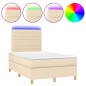 vidaXL Cama box spring con colchón y LED tela crema 120x200 cm vidaXL Cama box spring con colchón y LED tela crema 120x200 cm